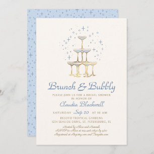 Brunch Bubbly Blue Bridal Shower Invitation