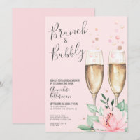 Brunch Bubbly Blush Pink Floral Bridal Shower