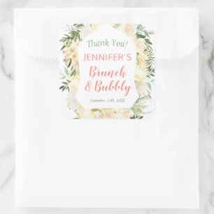 Brunch & Bubbly Boho Bridal Shower Welcome Square Sticker