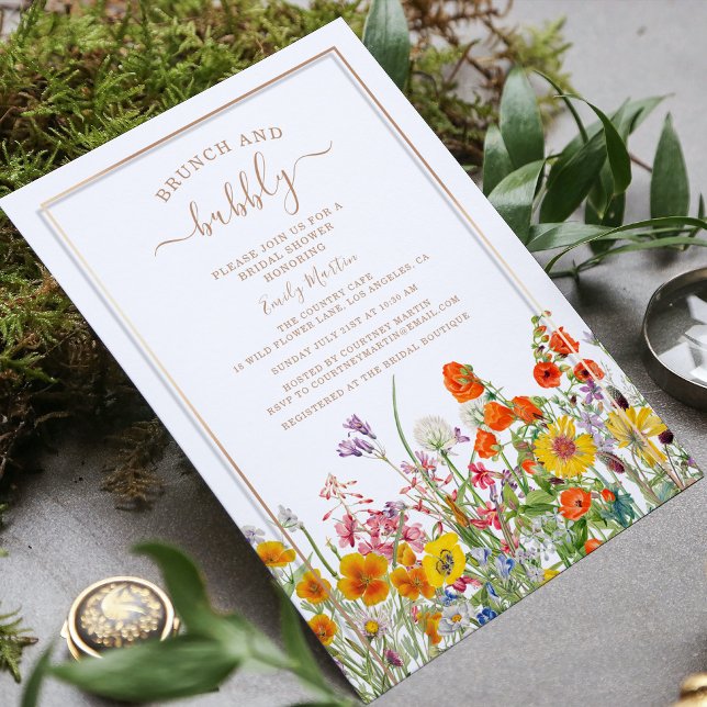 Brunch & Bubbly Boho Wild Flowers Bridal Shower Invitation (Creator Uploaded)