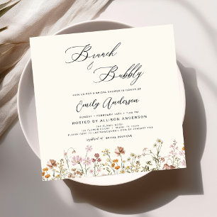 Brunch & Bubbly Boho Wildflower Bridal Shower Invitation