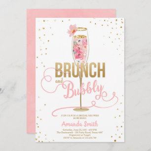 Brunch & Bubbly Bridal Shower Blush Gold Champagne Invitation