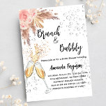 Brunch Bubbly Bridal Shower blush pampas grass Invitation Postcard<br><div class="desc">A modern,  stylish and glamourous invitation for a Bubbly brunch Bridal Shower.  A white background with bubbles,  a pair of flutes,  glasses,  blush pink roses and pampas grass.  The name is written with a modern hand lettered style script.  Personalise and add your party details.</div>