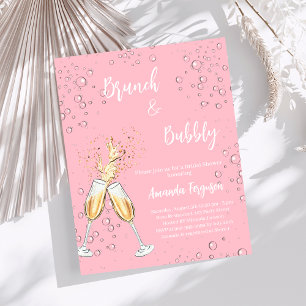 Brunch Bubbly Bridal Shower blush pink invitation