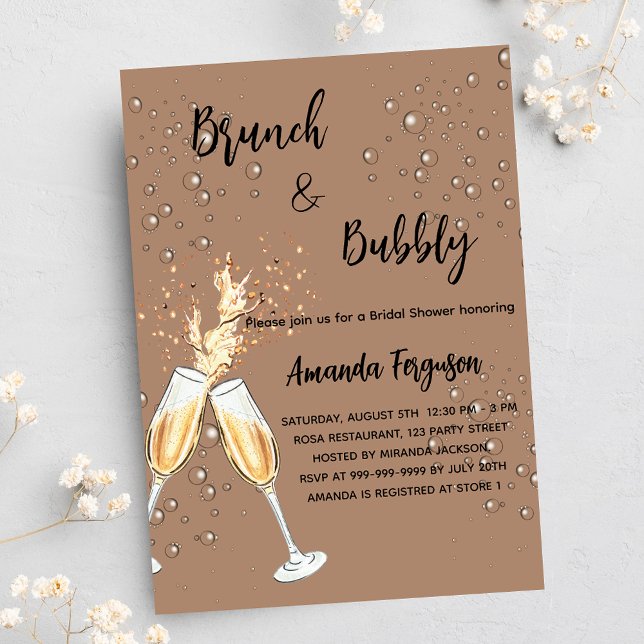 Brunch Bubbly Bridal Shower bubbles latte luxury Invitation (Creator Uploaded)