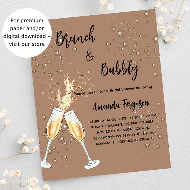 Brunch Bubbly Bridal Shower budget invitation (Creator Uploaded)