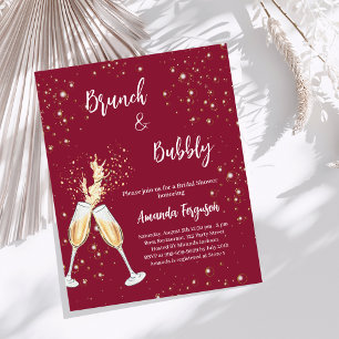 Brunch Bubbly Bridal Shower burgundy invitation