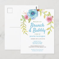 Brunch & Bubbly Bridal Shower Floral Invitation