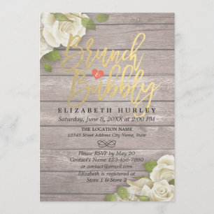 Brunch Bubbly Bridal Shower Floral String Lights Invitation