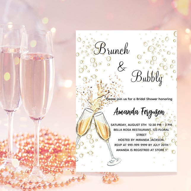 Brunch Bubbly Bridal Shower gold luxury Invitation (Creator Uploaded)
