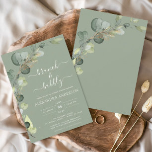 Brunch & Bubbly Bridal Shower Greenery Eucalyptus  Invitation