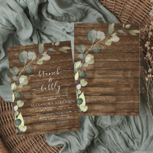 Brunch & Bubbly Bridal Shower Greenery Eucalyptus Invitation