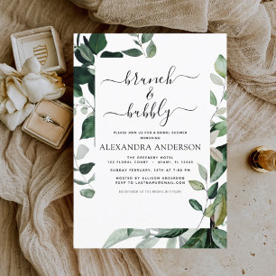 Brunch & Bubbly Bridal Shower Greenery Invitation
