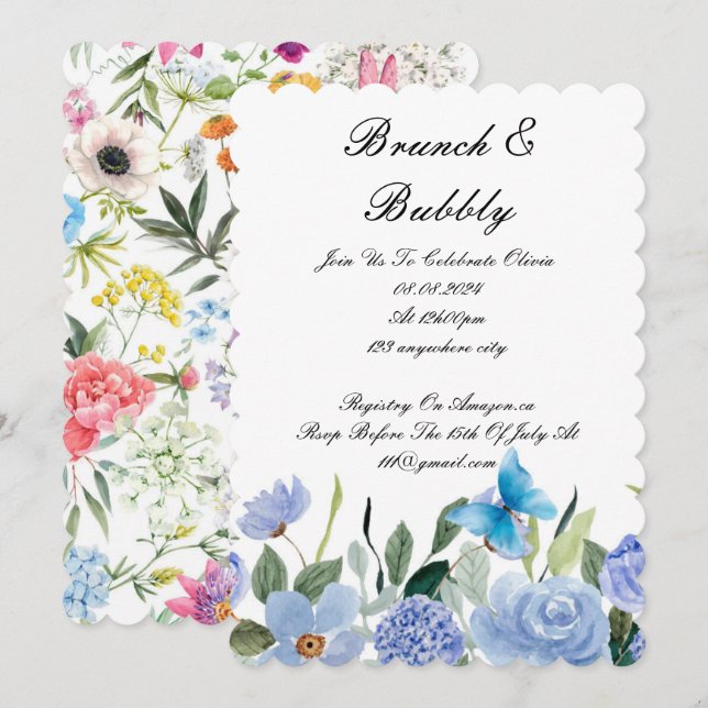 BRUNCH & BUBBLY BRIDAL SHOWER INVITATION (Front/Back)