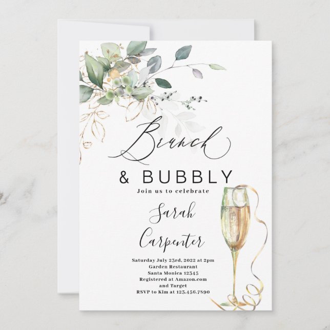 Brunch & Bubbly Bridal Shower invitation (Front)