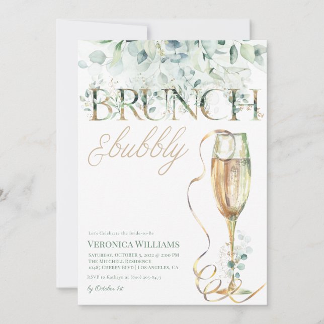 Brunch & Bubbly Bridal Shower Invitation (Front)