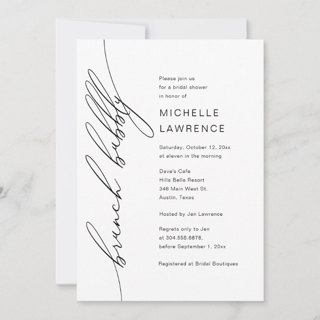 Brunch Bubbly, Bridal Shower Party Celebration Invitation (Front)
