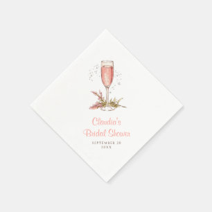 Brunch Bubbly Bridal Shower Peach Apricot Napkin