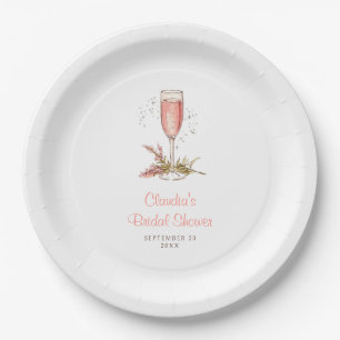 Brunch Bubbly Bridal Shower Peach Apricot Paper Plate