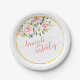 Brunch & Bubbly Bridal Shower Plate - Pink