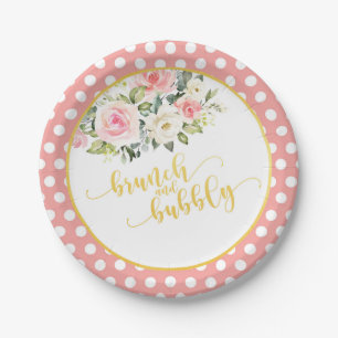 Brunch & Bubbly Bridal Shower Plate - Pink Dots