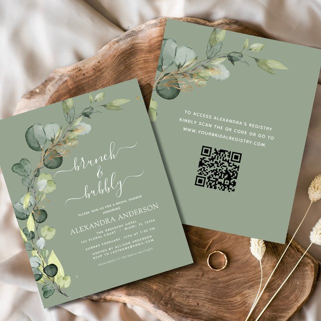 Brunch & Bubbly Bridal Shower QR Code Invitation (Creator Uploaded)