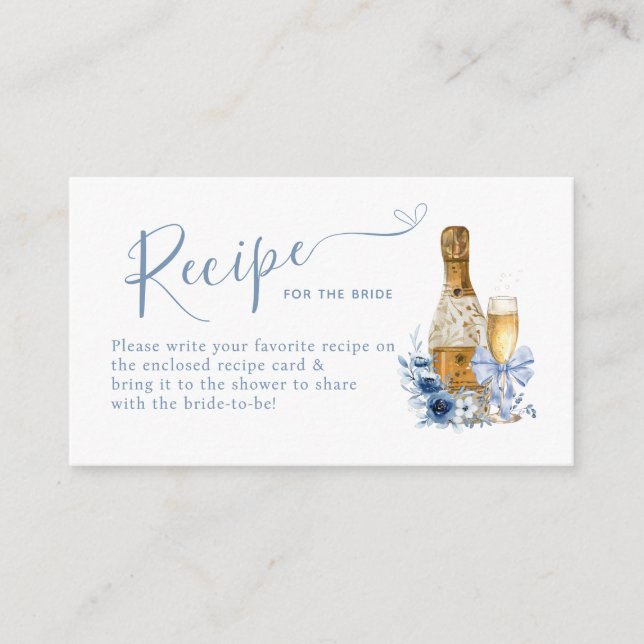 BRUNCH & BUBBLY Bridal Shower Recipe Request Enclosure Card (Front)