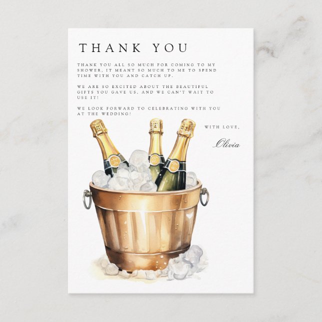 Brunch & Bubbly Bridal Shower Thank You Card (Front)