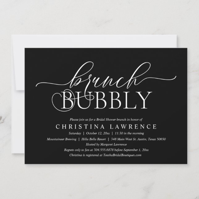Brunch Bubbly, Bride to be, Bridal Shower Invitati Invitation (Front)