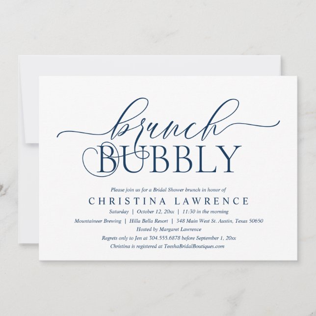 Brunch Bubbly, Bride to be, Bridal Shower Invitation (Front)