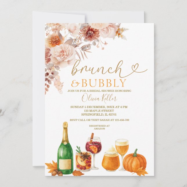 Brunch & Bubbly Burnt Orange Bridal Shower Invitation (Front)