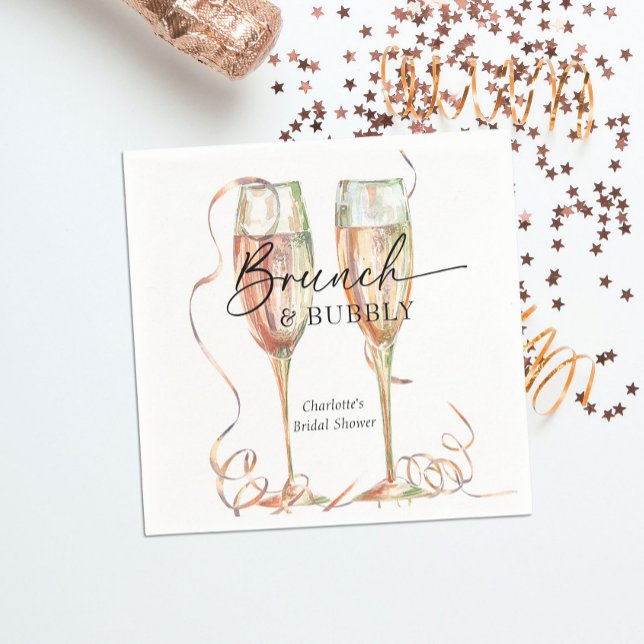 Brunch & Bubbly Champagne Bridal Shower Napkin (Creator Uploaded)