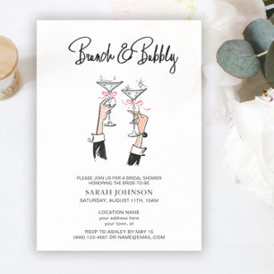 Brunch & Bubbly Champagne Pink Bow Bridal Shower Invitation
