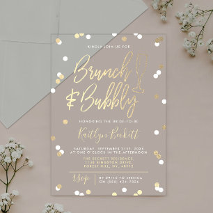 Brunch & Bubbly Confetti Bridal Shower Acrylic Invitations