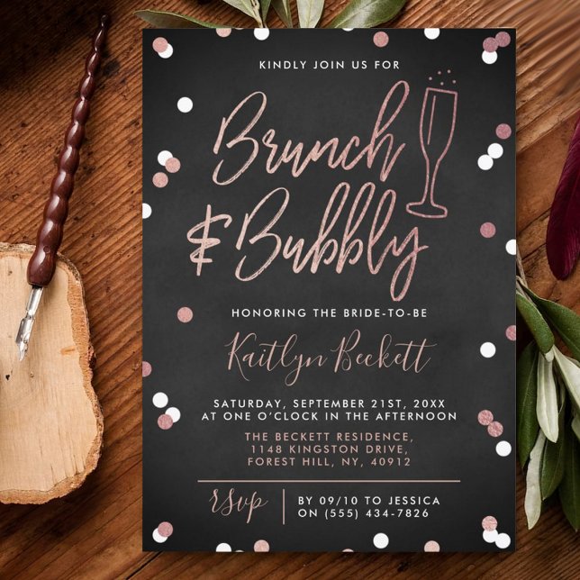 Brunch & Bubbly Confetti Bridal Shower Invitation (Creator Uploaded)