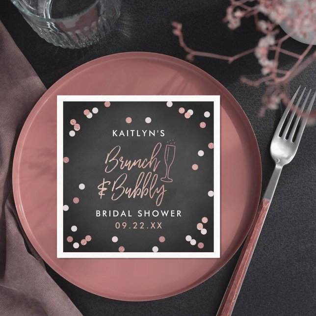 Brunch & Bubbly Confetti Bridal Shower Napkin (Creator Uploaded)