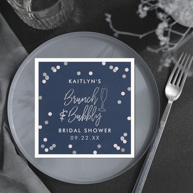 Brunch & Bubbly Confetti Bridal Shower Napkin (Creator Uploaded)