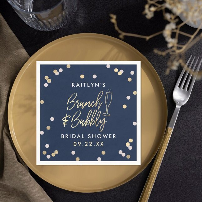 Brunch & Bubbly Confetti Bridal Shower Napkin (Creator Uploaded)