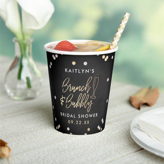 Brunch & Bubbly Confetti Bridal Shower Paper Cups (Insitu)