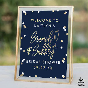 Brunch & Bubbly Confetti Bridal Shower Welcome Poster