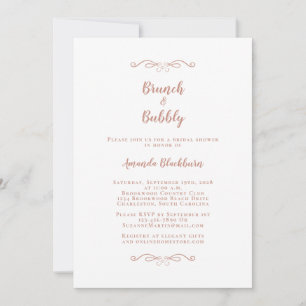 Brunch & Bubbly Elegant Blush Pink Bridal Shower Invitation
