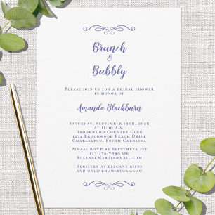 Brunch & Bubbly Elegant Very Peri Bridal Shower Invitation