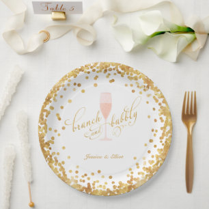 Brunch & Bubbly Engagement Bachelorette Shower Paper Plate