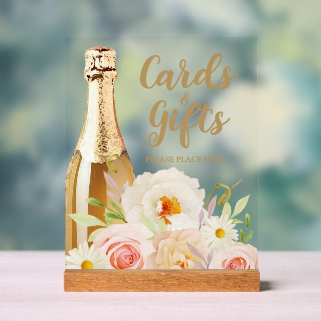 Brunch & Bubbly Floral Bridal Shower Cards & Gifts Acrylic Sign (Neutral)