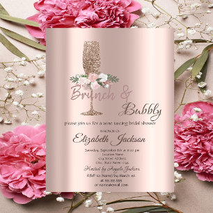 Brunch & Bubbly Flowers Drips Bridal Shower Invitation