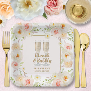 Brunch & Bubbly Garden Floral Bridal Shower Paper Plate
