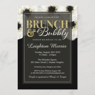 Brunch & Bubbly Gold Glitter Anemone Shower Invitation