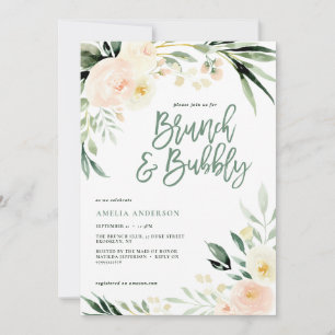 Brunch & bubbly green and peach watercolor floral