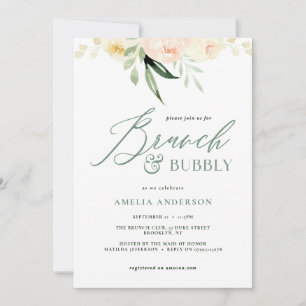 Brunch & bubbly green and peach watercolor floral