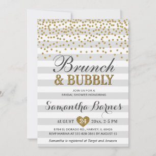 Brunch Bubbly Neutral Grey Grey Chic Bridal Shower Invitation